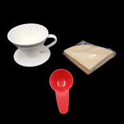 Ceramic Coffee Dripper, measuring spoon and 40 paper filters